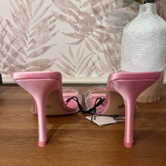 🆕 NWT Zara Square Toe Heels with Rhinestone Accents Size 41/ US 10 - Picture 6 of 9